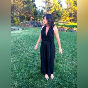 Zara black backless halter jumpsuit - Womens M